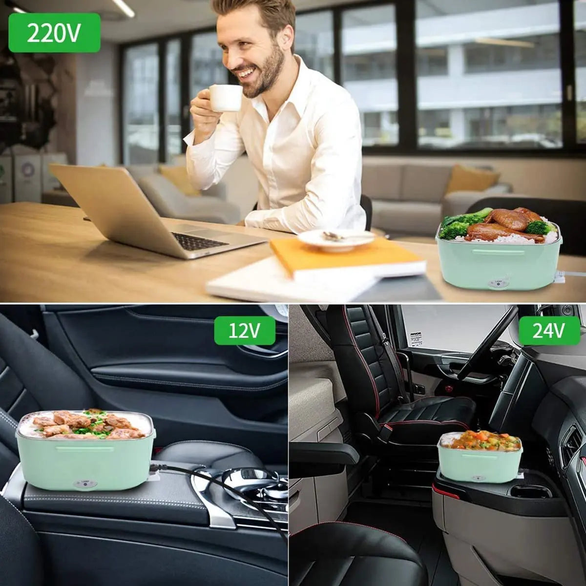 Electric Portable Lunch Box Food Heater, Home, Car, Truck Use with Removable Stainless Steel Food Container Pattan Australia